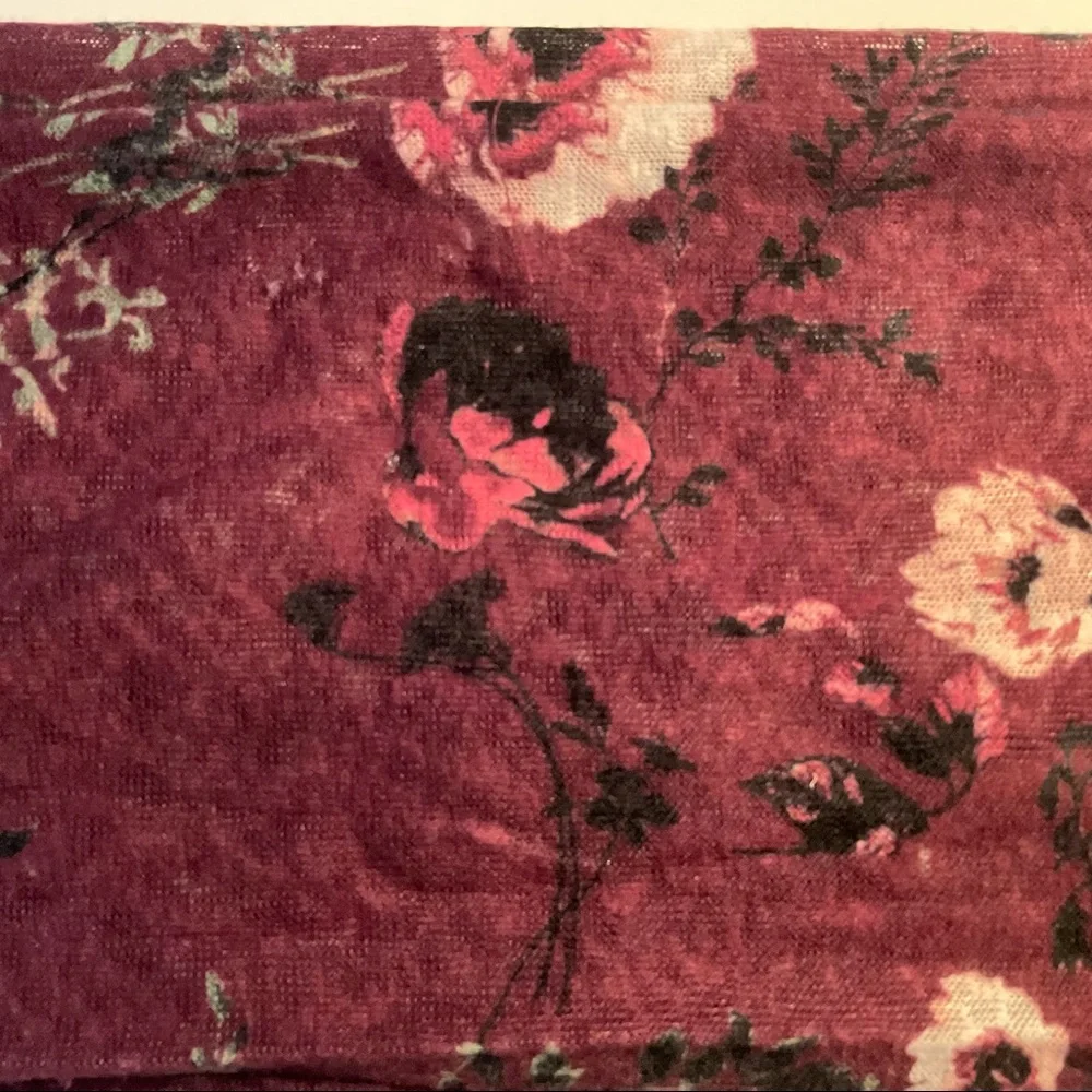 Self Esteem Boho Floral Print Burgundy Infinity Scarf - Picture 4 of 7